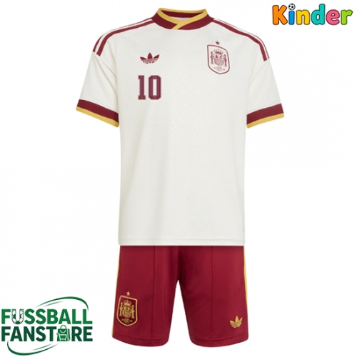 Spanien Dani Olmo #10 Replik Auswärtstrikot Kinder WM 2026 Kurzarm (+ Kurze Hosen)